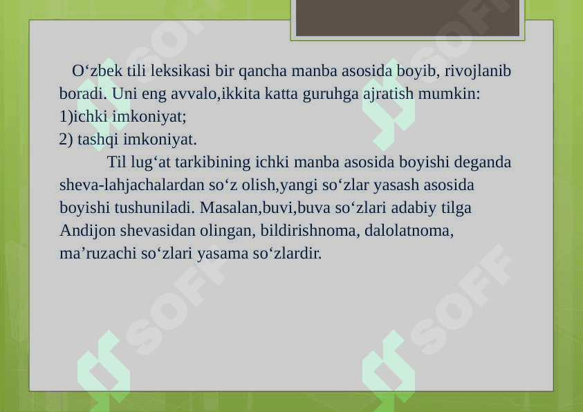 SO'ZLARNING BOYIB BORISH MANBALARI (SOHAGA YANGI KIRIB KELGAN SO’ZLAR ASOSIDA) 3