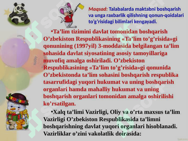 Maktabni boshqarish va unga raxbarlik qilishning qonun-qoidalari 4