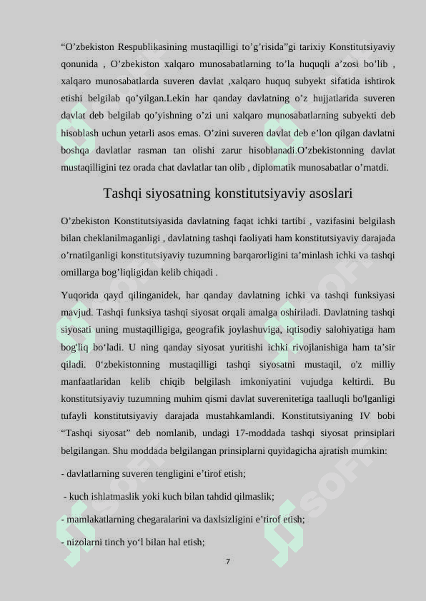 TASHQI SIYOSATNING KONSTITUTSIYAVIY ASOSLARI 7