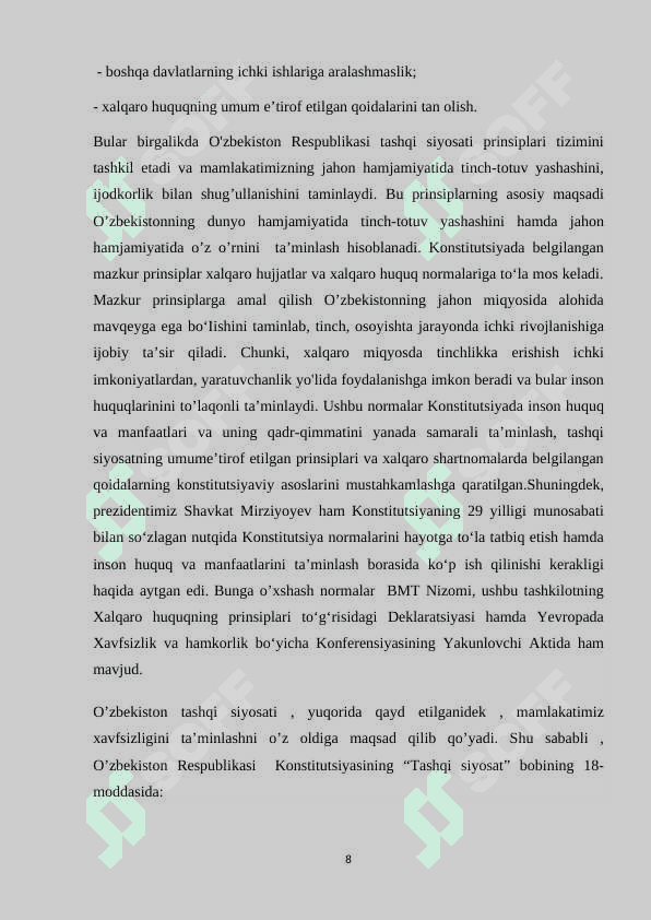 TASHQI SIYOSATNING KONSTITUTSIYAVIY ASOSLARI 8