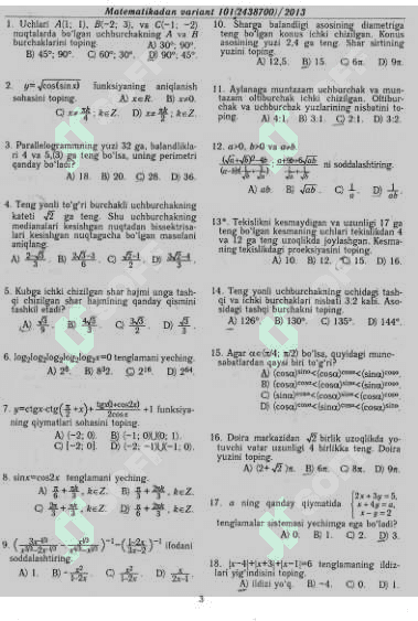 Matematika 2013 variant baza 2