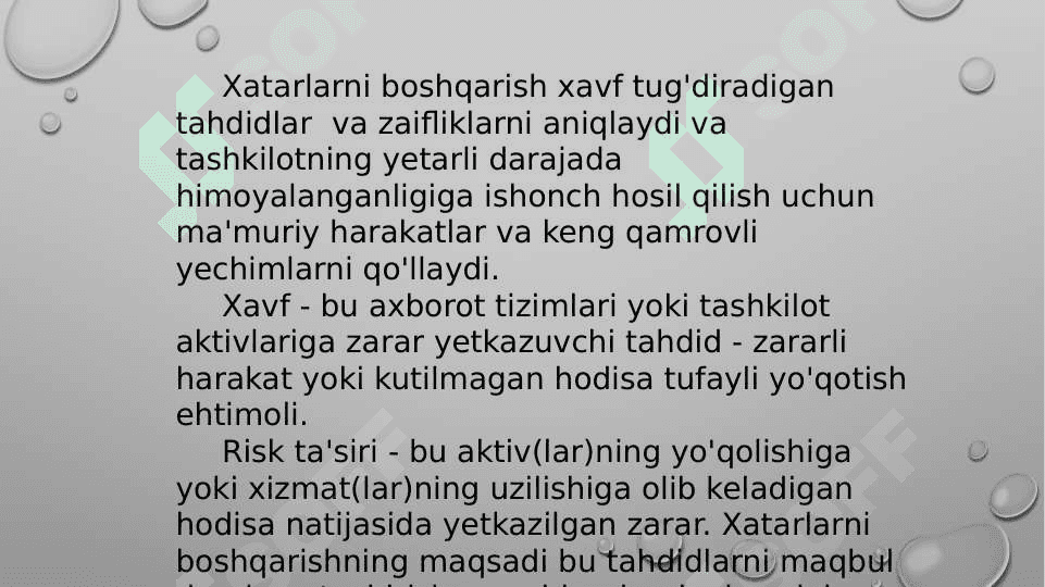 Axborot xavsizligida xatarlar va ularni baholash 2