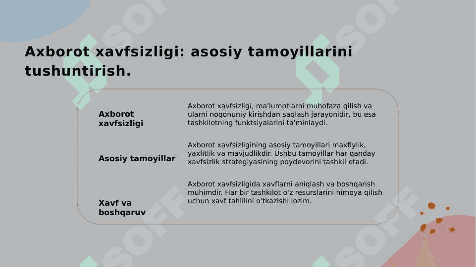 Axborot xavfsizligini taʼminlashning o'ziga xos xususiyatlari. 3