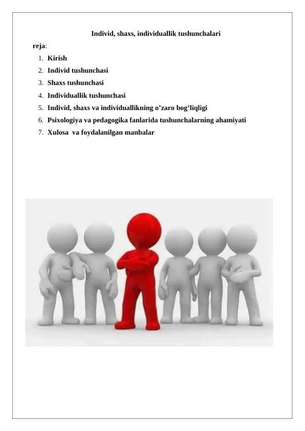 Individ, shaxs, individuallik tushunchalari  mavzusida 25
