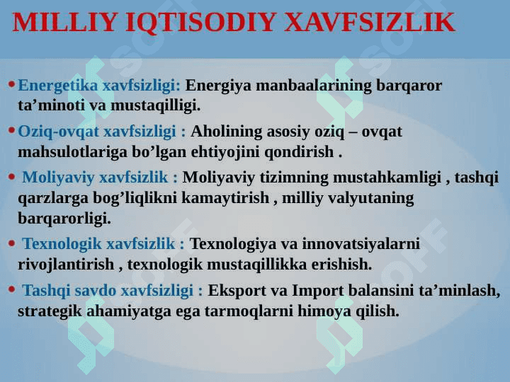 IQTISODIY XAVFSIZLIKNING SHAKLLARI  VA KO’RSATKICHLARI 4