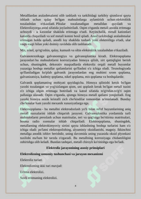 Elektroliz usulida metallarni cho`ktirish 4