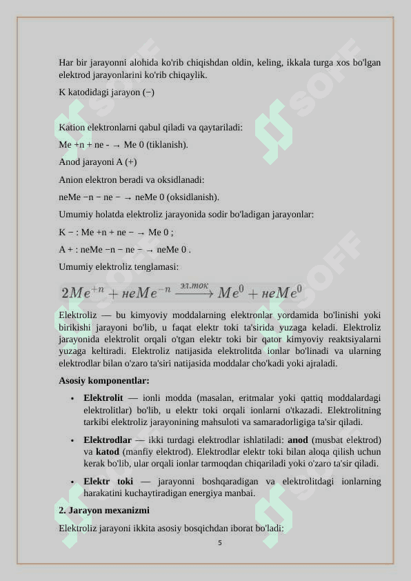 Elektroliz usulida metallarni cho`ktirish 5