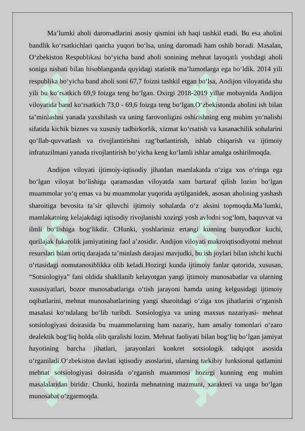 Mehnat sotsiologiyasi Mehnat va bandlik sotsiologiyasi asosiy kategoriyalari 5
