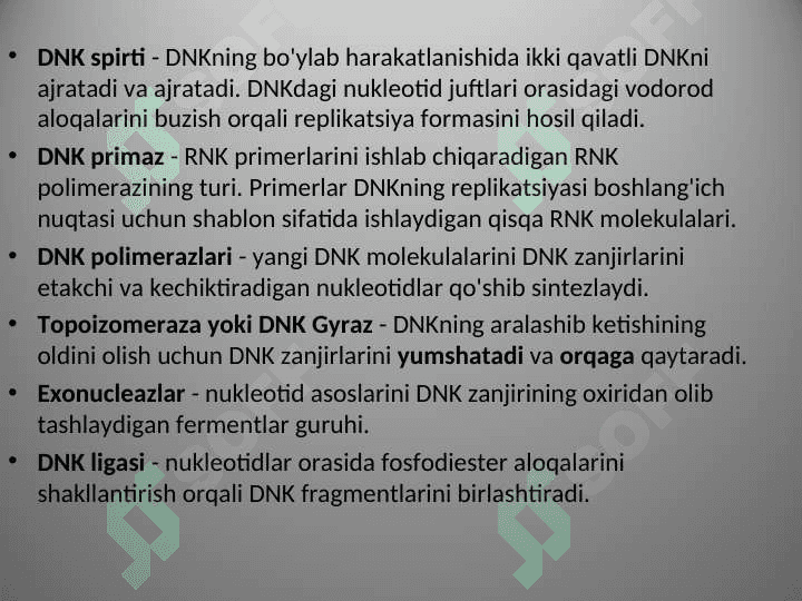 Prokariot va eukariot DNK polemerazaari 7
