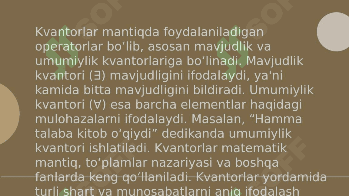 Predikatlar va Kvantorlar 4