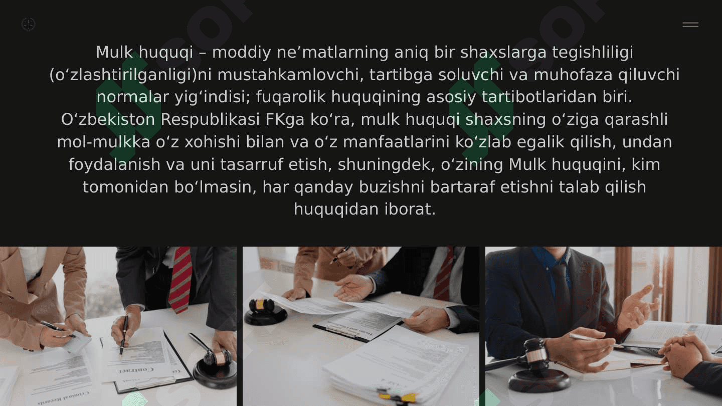Mulkiy huquqlarning tavsiflanishi 2