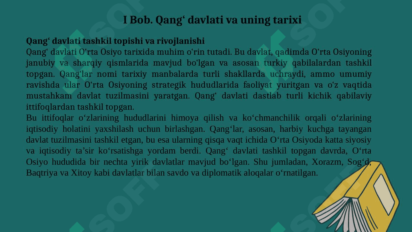 Shoniyozov K.Sh. "Qang‘ davlati va qang‘lilar (O‘zbek xalqining asosiy va etnik tarixidan 4