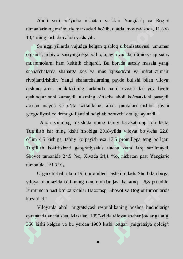 Xorazm viloyatiga umumiy iqtisodiy-ijtimoiy tavsif 8