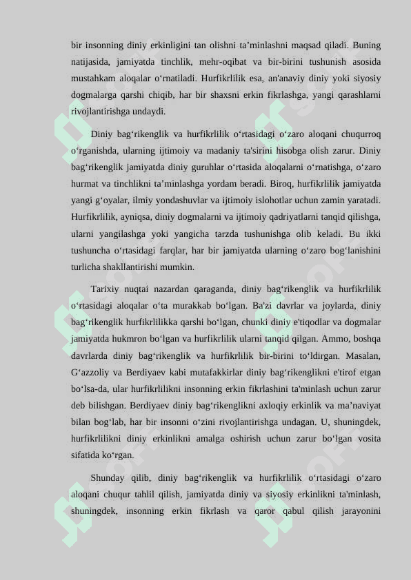 Din va hurfikrlilik - Berdiyaevning diniy hurfikrlilik haqidagi g'oyalarini G'azzoliy g'oyalari bilan qiyoslash 8