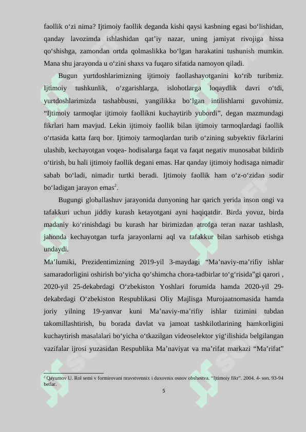 Yoshlarga ijtimoy xizmat ko‘rsatish: faoliyatning pedagogik komponentlari. 5