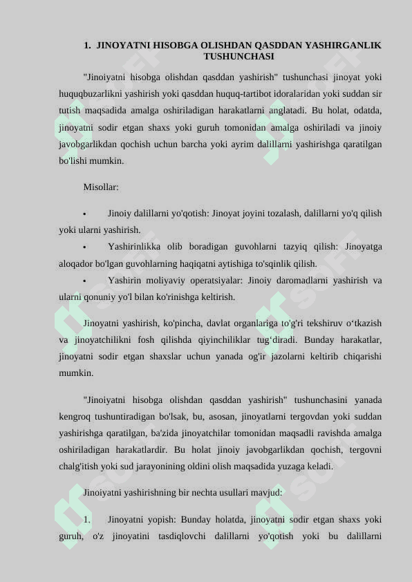 Jinoyatni hisobga olishdan qasddan yashirganlik uchun javobgarlik 5
