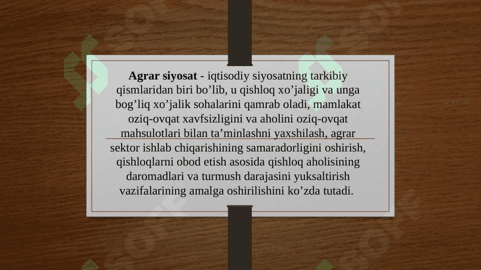’zbekiston respublikasi agrar siyosatining mohiyati va asosiy yo’nalishlari 5