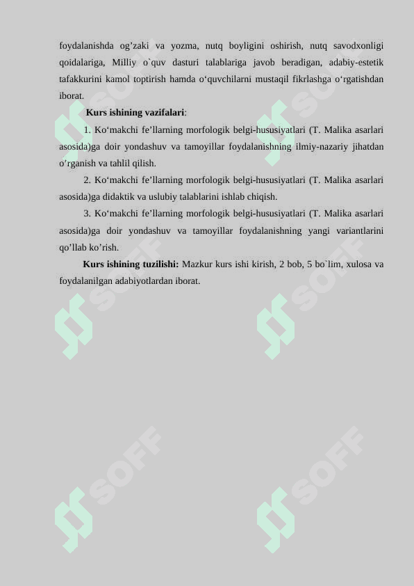 Koʻmakchi feʼllarning morfologik belgi-hususiyatlari (T. Malika asarlari asosida) 4