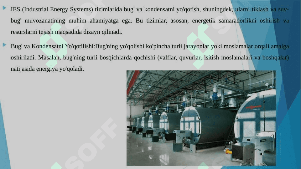 IES DA BUG' VA KONDENSATNI YO'QOTILISHI VA ULARNI TIKLASH, SUV VA BUG' MUVOZANATI 3