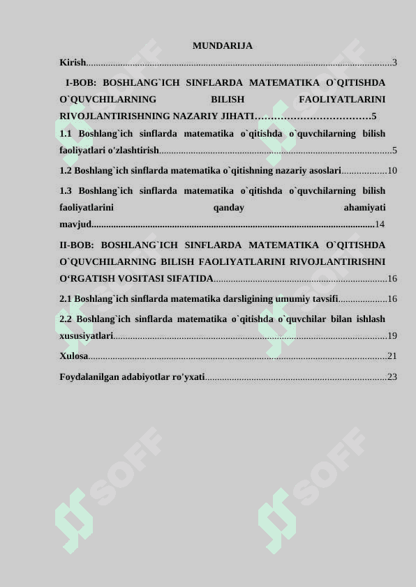 Boshlang`ich sinflarda matematika o`qitishda o`quvchilarning bilish faoliyatlarini rivojlantirish 2