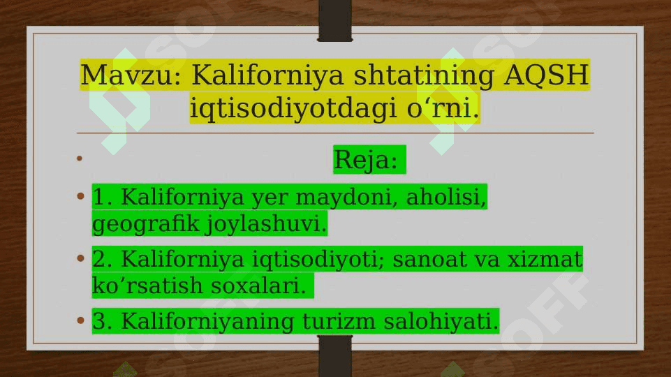 Kaliforniya shtatining AQSH iqtisodiyotdagi o‘rni 2