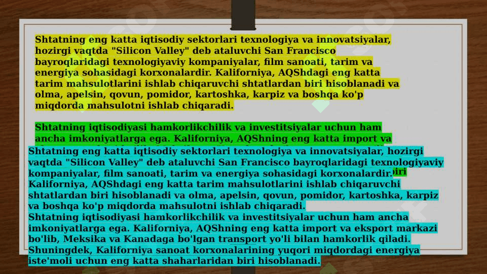 Kaliforniya shtatining AQSH iqtisodiyotdagi o‘rni 5