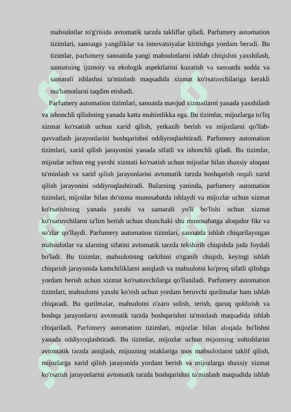 Avtomatlastirilgan “Parfemeriya dokonini avtomatlashtirish”  axborot tizimining avtomatlashtirilgan loyihalash jarayonlari 8