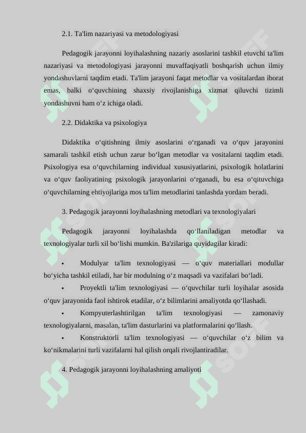 pedagogik jarayonni loyihalash texnologiyasi 6