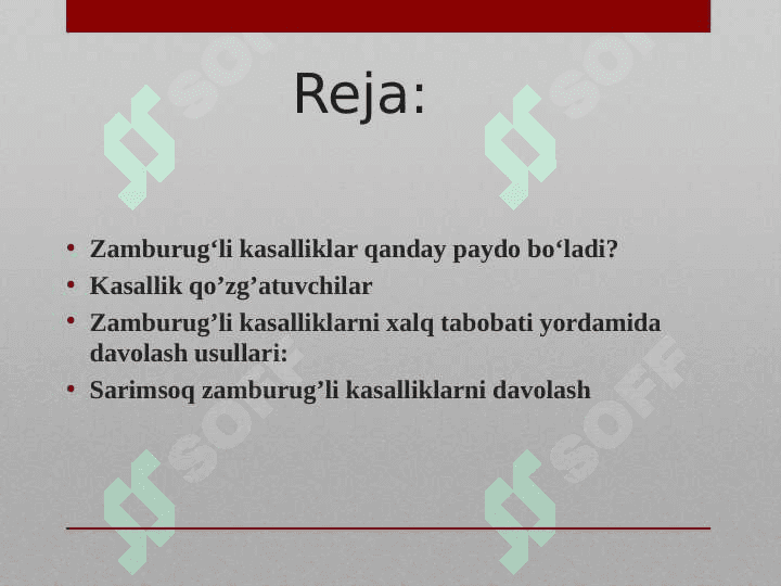 Zamburugli kasaliklarning oziga xosligi 2