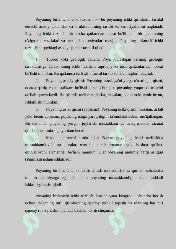 Poyaning birlamchi ichki tuzulishi  ahamiyati 7
