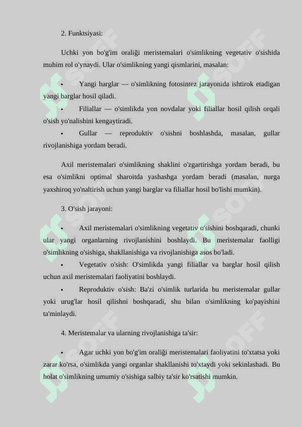 Uchki yon bo`g`im oralig`i meristemalari 8