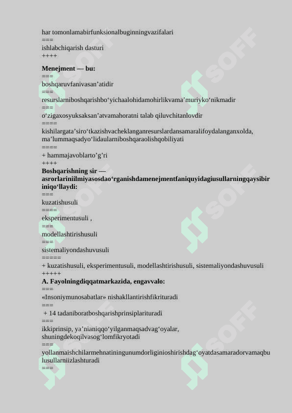 Taqqoslama menejment fanidan test Javoblari bilan 3
