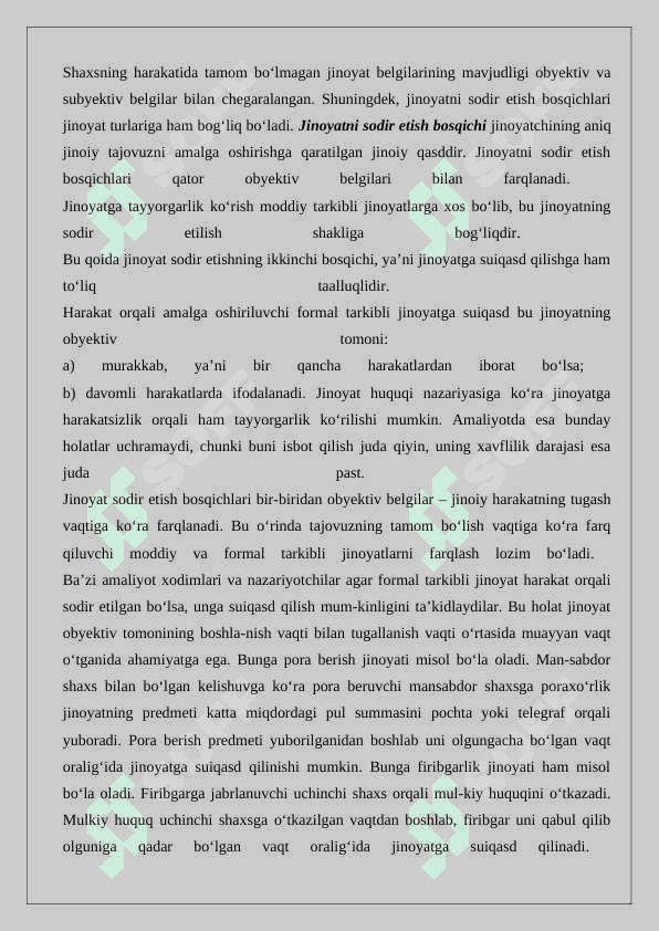 Jinoyatni sodir etishdan ixtiyoriy qaytish. 4