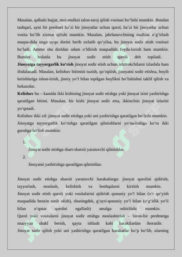 Jinoyatni sodir etishdan ixtiyoriy qaytish. 8