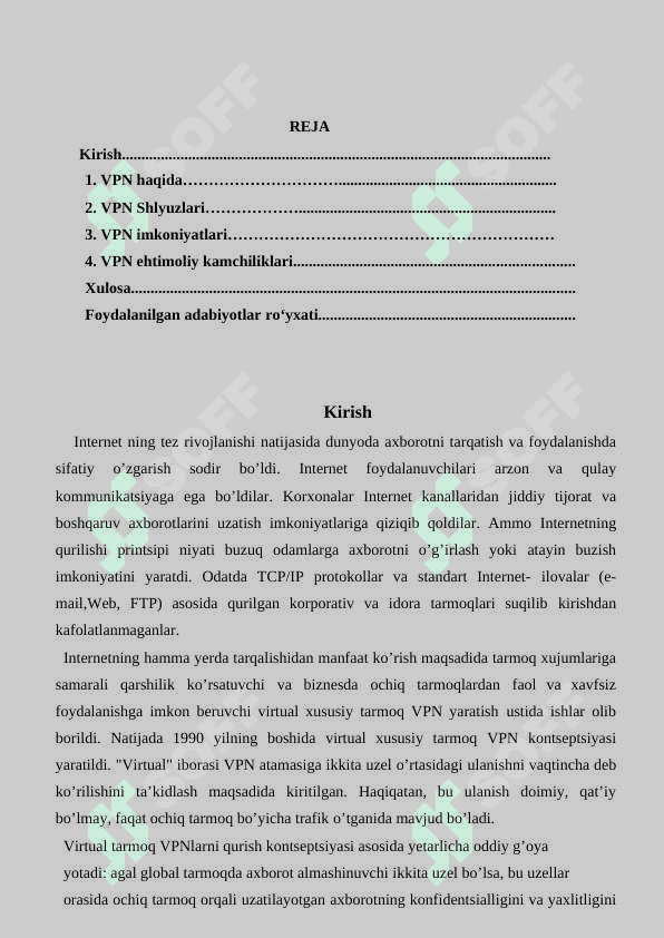 Virtual himoyalangan xususiy tarmoqlar.VPN 2