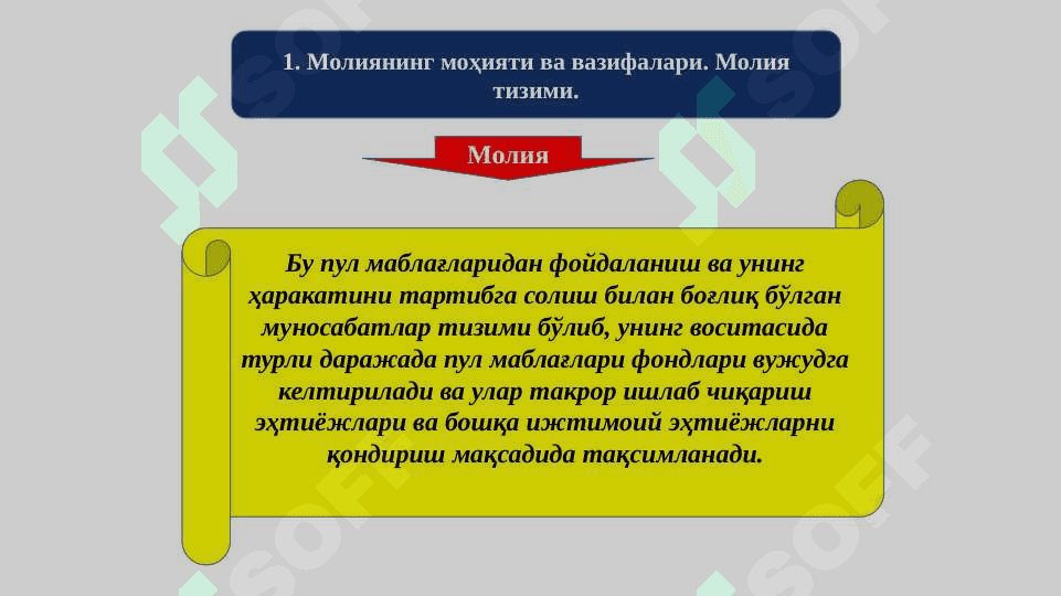 МОЛИЯ ТИЗИМИ ВА МОЛИЯВИЙ СИЁСАТ 2