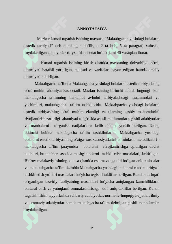 MAKTABGACHA YOSHDAGI BOLALARNI ESTETIK TARBIYASI kurs ishi.docx 2