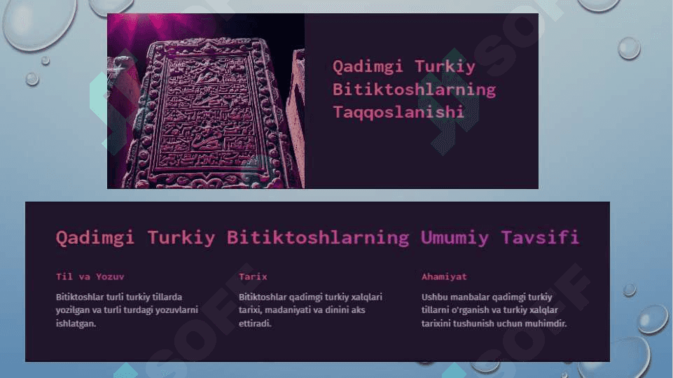 Qadimgi turkiy bitiktoshlar ustida ishlash, transkripsiyasi va mazmunini muqoyasa qilish 3