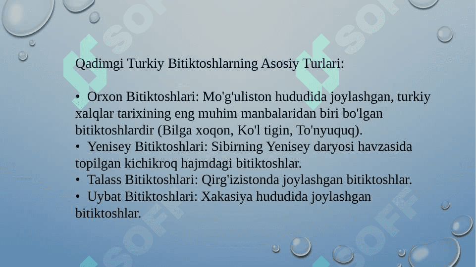 Qadimgi turkiy bitiktoshlar ustida ishlash, transkripsiyasi va mazmunini muqoyasa qilish 7