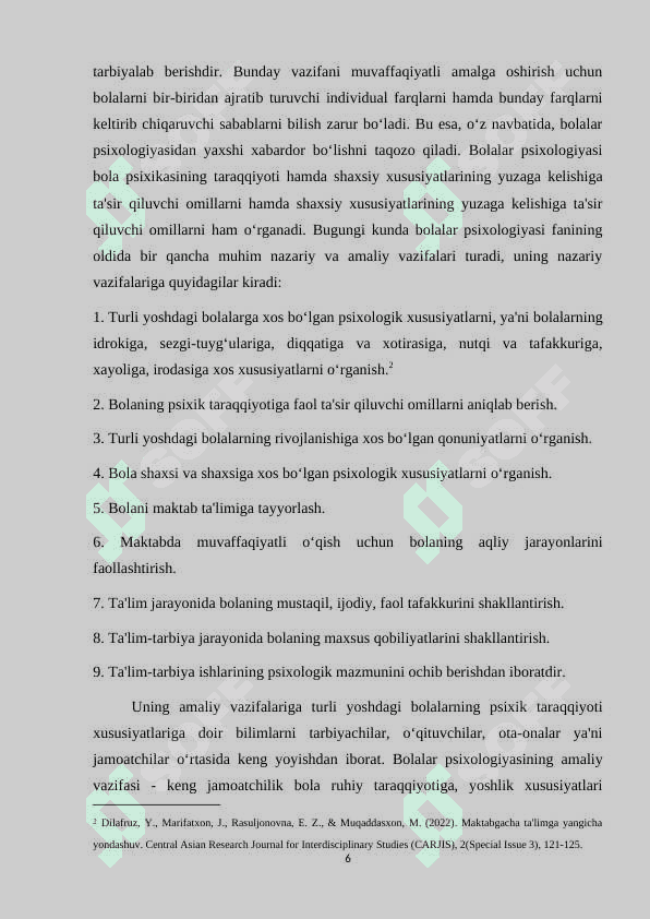 MАKTАBGАCHА YОSHDАGI BОLАLАRNING PEDАGОGIK PSIXОLОGIK XUSUSIYАTLАRI kurs ishi.docx 6