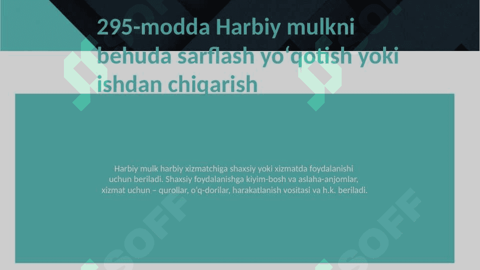 Harbiy mulkni saqlash yoki undan foydalanish tartibiga qarshi jinoyatlar 2