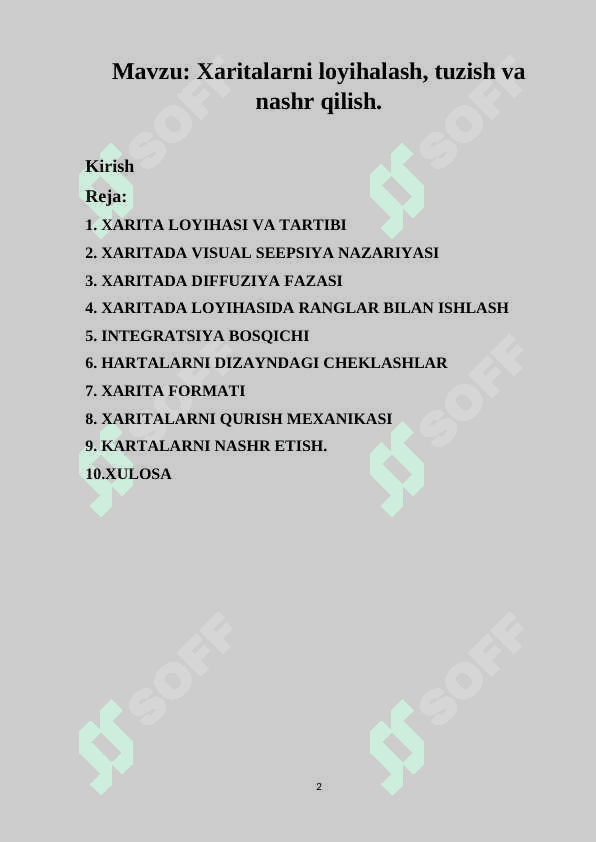 Xaritalarni loyihalash tuzish va nashr qilish 2