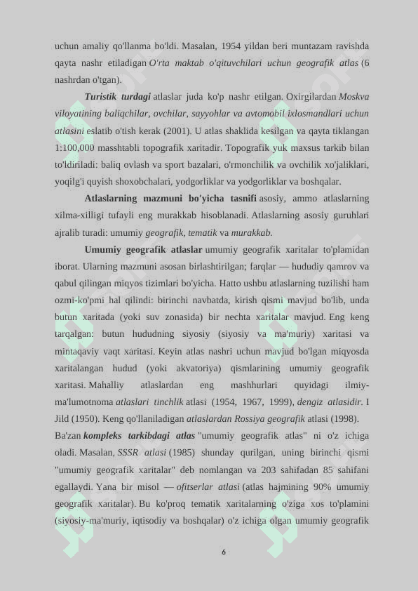 “Reginal atlaslarining xususiyatlari” mavzusi 6