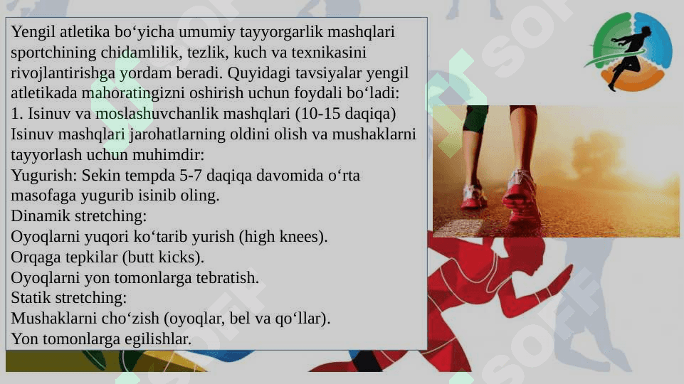 Yengil atletikada umumiy tayyorgarlik mashqlari boʻyicha mahoratini oshirish 2