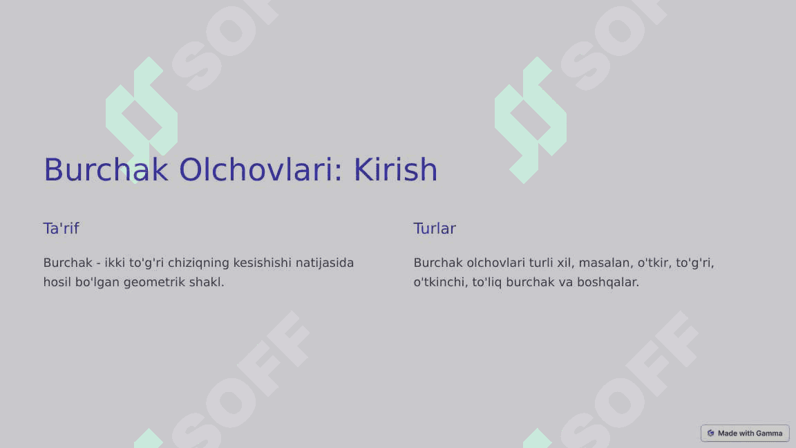 Burchak Olchovlarini Aniqlash mavzusida slayd 3