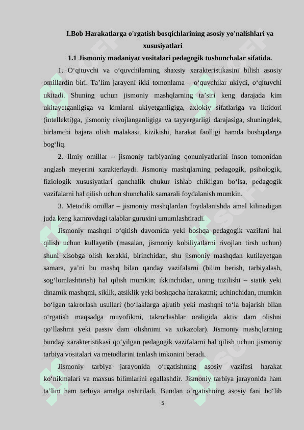 Harakatlarga o‘rgatish bosqichlari 5