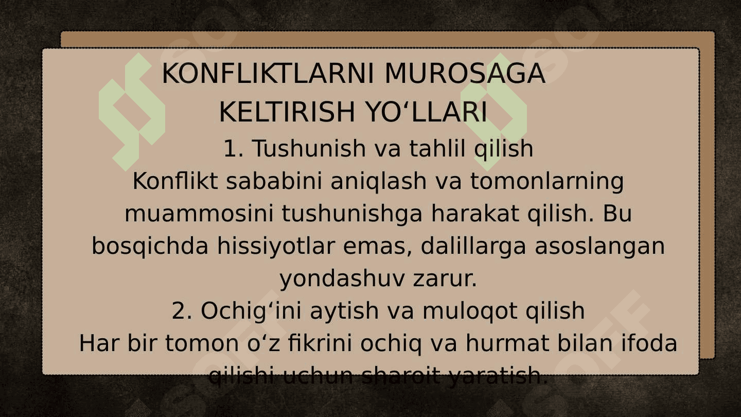 JAMOADAGI KONFLIKT VA UNI MUROSAGA OLIB KELISH YOʼLLARI 4