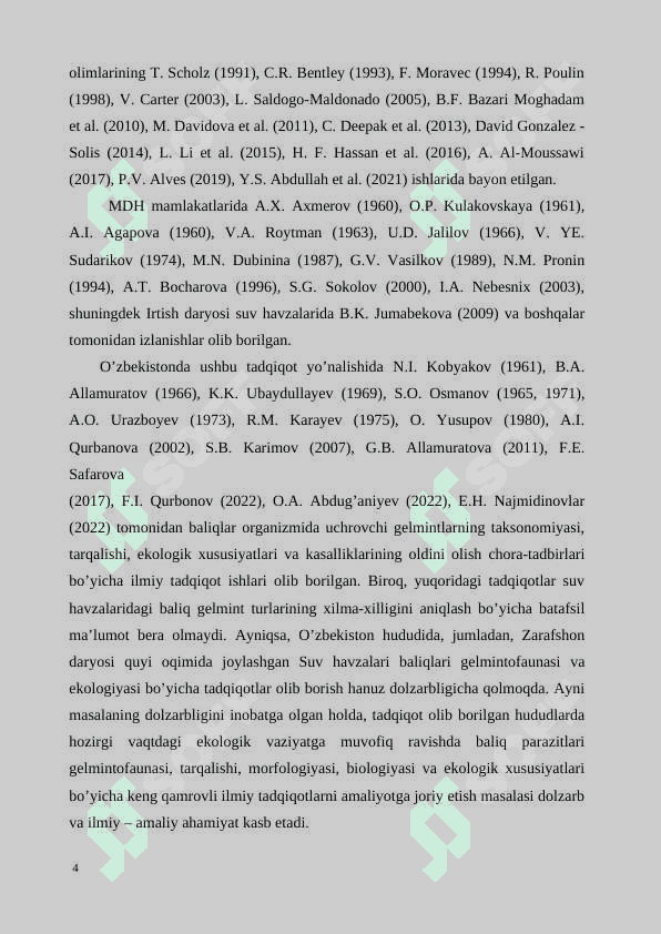 Suv havzalari baliqlari gelmintlarining ekologik-faunistik tavsifi 4
