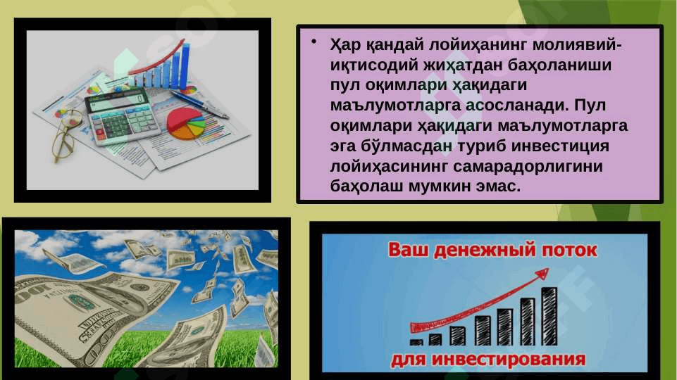 Investitsiya loyihalarining moliyaviy va iqtisodiy samaradorligini baholash 4