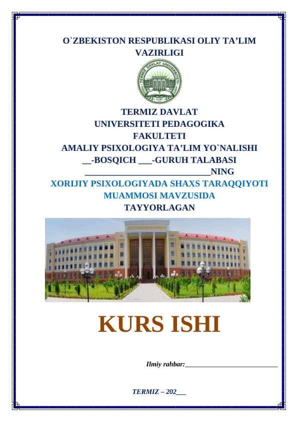 XORIJIY PSIXOLOGIYADA SHAXS TARAQQIYOTI MUAMMOSI